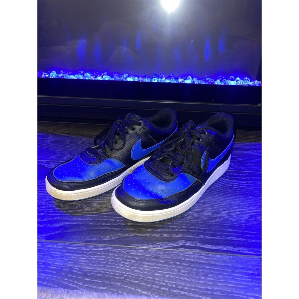Nike Court Vision Sneakers Mens 8 Blue Black Leather Low Top Casual DM8681-001